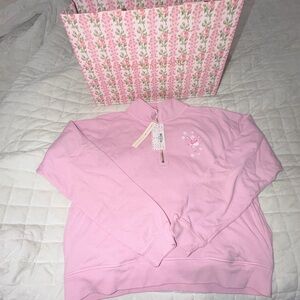 LoveShackFancy / Roller Rabbit Colab Pink Embroidered Sweatshirt